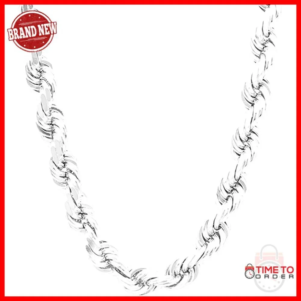Chunky 9mm Rope Chain Necklace 24in Stainless Steel Hip Hop Style